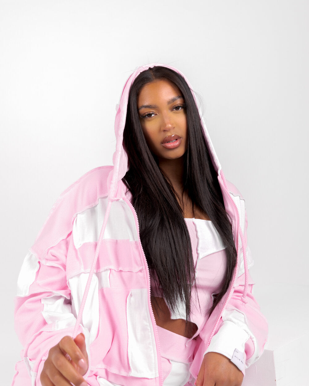 Patchwork Zip-Up Hoodie